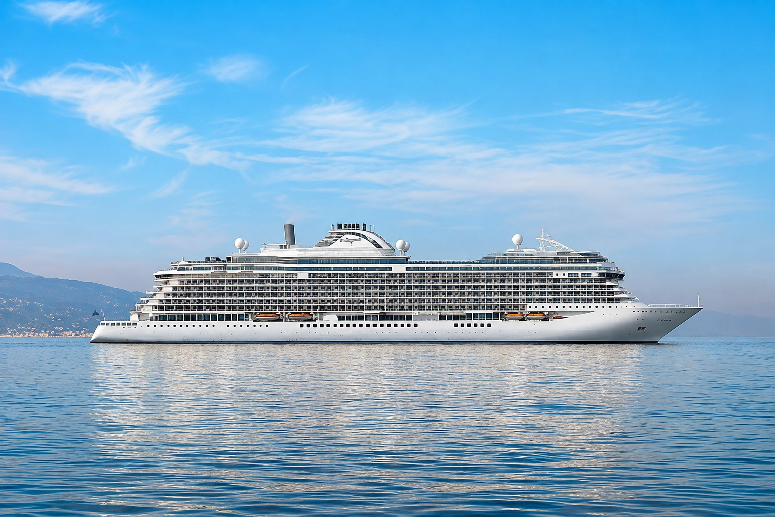 Radisson Seven Seas cruise ship at sea