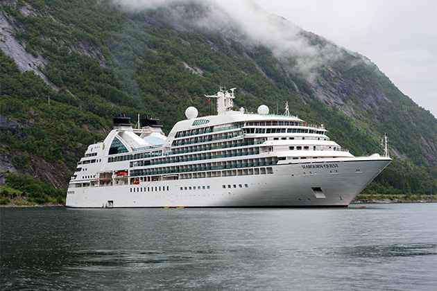 Seabourn cruise ship at sea