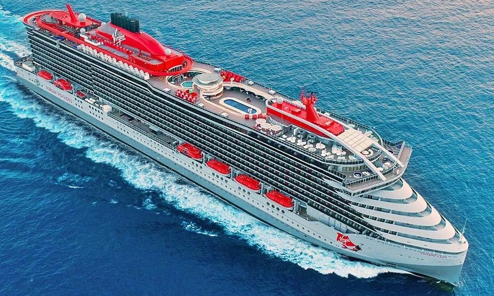 Virgin Voyages cruise ship at sea